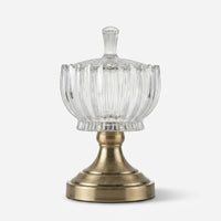 Golden Clear Glass Decorative Serving Bowl with Pedestal Base, Luxury Dry Fruit Bowl / Candy Bowl / Tabletop Centerpiece for Home Décor