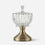 Golden Clear Glass Decorative Serving Bowl with Pedestal Base, Luxury Dry Fruit Bowl / Candy Bowl / Tabletop Centerpiece for Home Décor