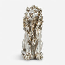 Silver Lion Showpiece, Resin Sitting Lion Figurine / Decorative Tabletop Statue for Home Décor, Office Décor & Gifting
