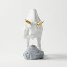 White Bull Showpiece with Golden Horns, Policeramic Decorative Bull Figurine / Tabletop Statue for Home & Office Décor