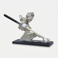 Silver Snooker Player Showpiece with Cue Stick, Resin Sports Figurine / Tabletop Statue / Decorative Showpiece for Home & Office Décor