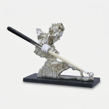 Silver Snooker Player Showpiece with Cue Stick, Resin Sports Figurine / Tabletop Statue / Decorative Showpiece for Home & Office Décor