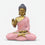 Lord Buddha Showpiece in Pink Robe, Multicolour Resin Buddha Statue / Spiritual Tabletop Figurine for Home Décor, Meditation Room & Gifting