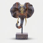 Elephant Face Showpiece with Stand, Multicolour Resin Decorative Elephant Head Figurine / Tabletop Statue for Home Décor, Office Décor & Gifting