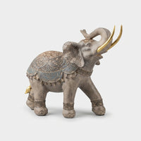Decorative Elephant Showpiece with Antique Finish, Multicolour Resin Elephant Figurine / Tabletop Statue for Home Décor, Office Décor & Gifting