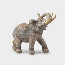 Decorative Elephant Showpiece with Antique Finish, Multicolour Resin Elephant Figurine / Tabletop Statue for Home Décor, Office Décor & Gifting