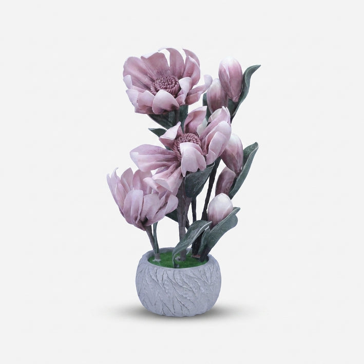 Artificial Flower Pot with Pink Floral Arrangement, Multicolour Ceramic Decorative Flower Plant for Home Décor, Table Décor & Gifting