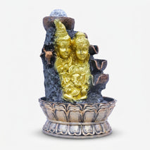 Lord Shiva Parvati Ganesha Fountain Showpiece, Multicolour Resin Decorative Water Fountain / Spiritual Tabletop Fountain / Home Temple Décor