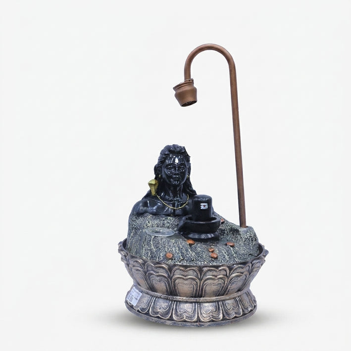 Lord Shiva Fountain Showpiece with Shivling, Multicolour Resin Decorative Water Fountain / Spiritual Tabletop Fountain / Home Temple Décor