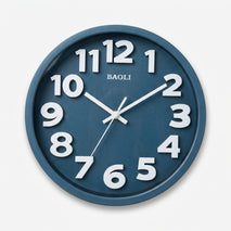 Blue Round Wall Clock with Large White Numbers, Modern Analog Wall Clock for Home, Office, Living Room & Bedroom Décor