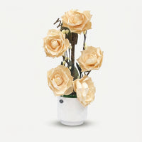 Artificial Cream Rose Flower Pot, Multicolour Plastic Decorative Flower Plant for Home Décor, Table Décor & Gifting