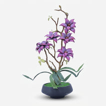 Artificial Purple Flower Pot, Multicolour Plastic Decorative Flower Plant for Home Décor, Table Décor & Gifting