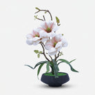 Artificial Flower Pot with White & Pink Floral Arrangement, Multicolour Plastic Decorative Flower Plant for Home Décor, Table Décor & Gifting
