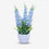 Premium Artificial Blue Delphinium & Lavender Floral Arrangement - Faux Potted Plant in Textured Stone Pot