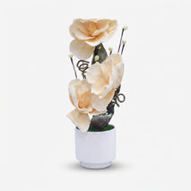 Artificial Flower Pot with Cream Floral Arrangement, Multicolour Plastic Decorative Flower Plant for Home Décor, Table Décor & Gifting