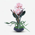 Premium Artificial Pink Magnolia Floral Arrangement - Realistic Faux Potted Plant in Black Bowl for Home & Office Decor