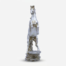 Silver Horse Showpiece for Home Décor, Decorative Resin Horse Figurine / Tabletop Statue / Luxury Animal Showpiece for Living Room, Office & Gifting