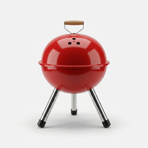 Portable Non-Electric Barbecue Grill with Lid, Red Steel Charcoal BBQ Grill / Outdoor Cooking Grill / Camping Barbecue for Picnic & Garden Use