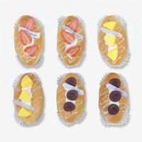 Premium Set of 6 Realistic Fruit Cream Bun Fridge Magnets - 3D Artificial Bakery Decor