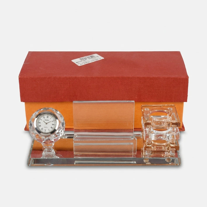 Premium Crystal Desk Organizer Showpiece with Gift Box.