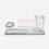 Clear Glass Desk Clock with Pen Stand & Card Holder, Luxury Crystal Table Organizer / Office Desk Showpiece / Gift Set for Home & Office Décor