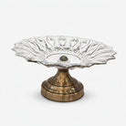 One-Tier Clear Glass Decorative Serving Stand with Antique Gold Metal Pedestal Base, Luxury Fruit Tray / Dry Fruit Stand / Dessert Server for Dining Table & Home Décor