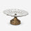 One-Tier Clear Glass Decorative Serving Stand with Antique Gold Metal Pedestal Base, Luxury Fruit Tray / Dry Fruit Stand / Dessert Server for Dining Table & Home Décor