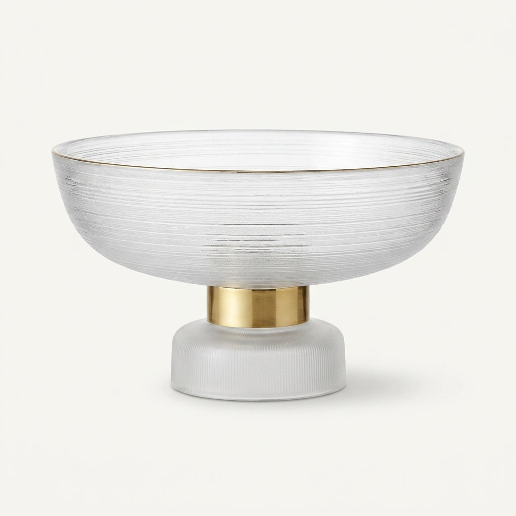 Clear Glass Decorative Fruit Bowl with Elegant Pedestal Base, Luxury Serving Bowl / Dry Fruit Bowl / Dessert Bowl for Dining Table & Home Décor