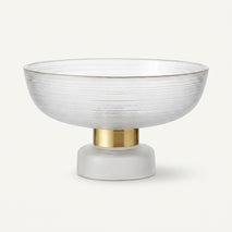 Clear Glass Decorative Fruit Bowl with Elegant Pedestal Base, Luxury Serving Bowl / Dry Fruit Bowl / Dessert Bowl for Dining Table & Home Décor