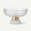 Premium Elegant Ribbed Glass Pedestal Bowl with Gold Rim & Frosted Base