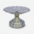 One-Tier Clear Glass Decorative Serving Stand with Antique Gold Metal Pedestal Base, Luxury Fruit Tray / Dry Fruit Stand / Dessert Server for Dining Table & Home Décor