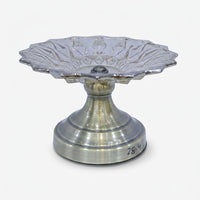 One-Tier Clear Glass Decorative Serving Stand with Antique Gold Metal Pedestal Base, Luxury Fruit Tray / Dry Fruit Stand / Dessert Server for Dining Table & Home Décor