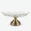 Clear Glass Leaf Shape Decorative Serving Bowl with Antique Gold Pedestal Base, Luxury Fruit Tray / Centerpiece Bowl for Dining Table & Home Décor