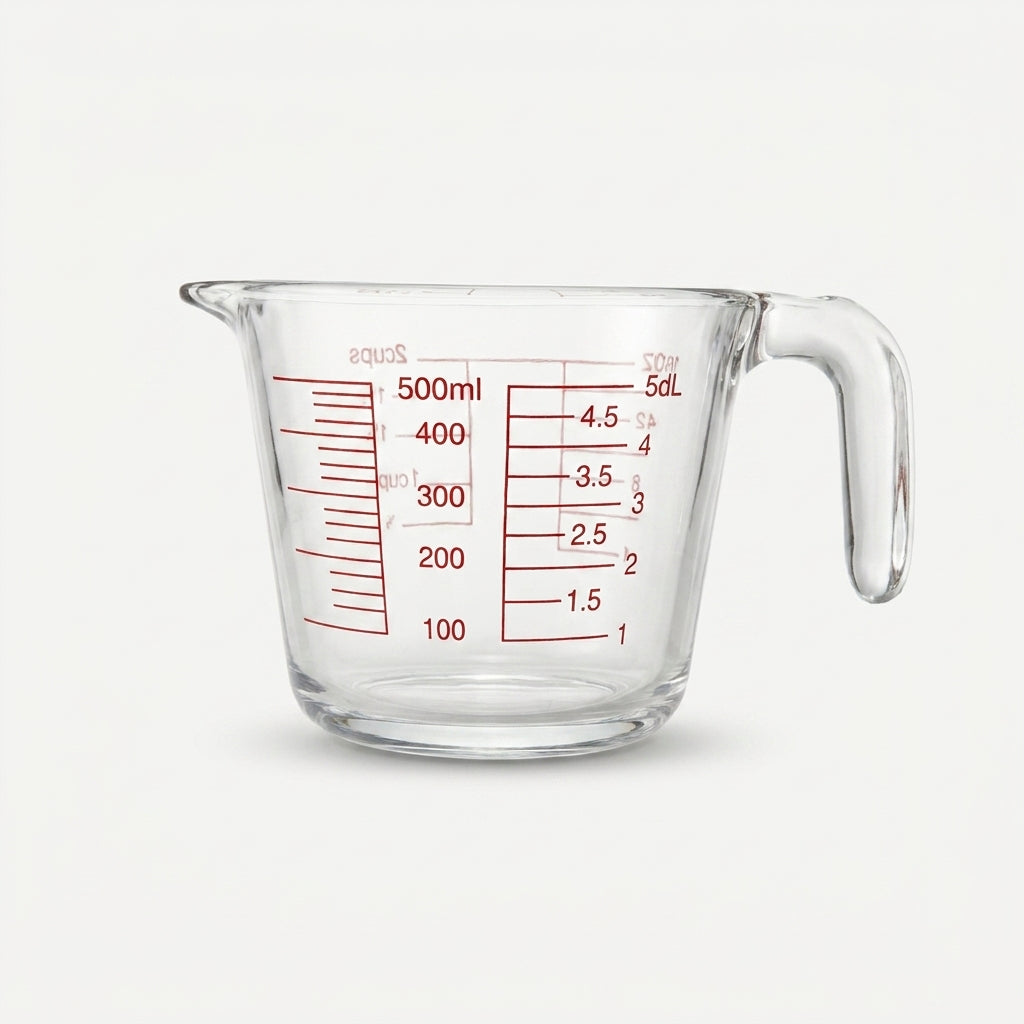 Transparent Glass Measuring Cup, 500 ml Kitchen Measuring Jug with Handle for Cooking & Baking
