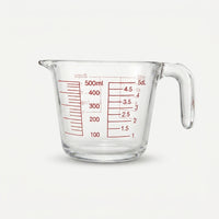 Transparent Glass Measuring Cup, 500 ml Kitchen Measuring Jug with Handle for Cooking & Baking