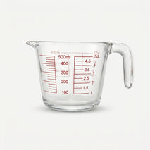 Transparent Glass Measuring Cup, 500 ml Kitchen Measuring Jug with Handle for Cooking & Baking