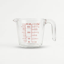 Transparent Glass Measuring Cup, 350 ml Measurement Jug with Handle for Kitchen Baking & Cooking Use