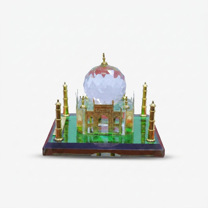 Mini Crystal Glass Taj Mahal Showpiece, Multicolour Decorative Monument for Home Décor, Table Décor & Gifting