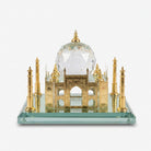 Crystal Glass Taj Mahal Showpiece, Multicolour Decorative Monument with Gold Detailing for Home Décor & Gifting