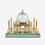 Crystal Glass Taj Mahal Showpiece, Multicolour Decorative Monument with Gold Detailing for Home Décor & Gifting
