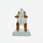 Glass Bull Showpiece with Base, Transparent & Brown Decorative Animal Figurine for Home Décor, Office Décor & Gifting