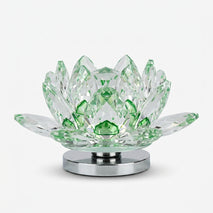 Crystal Glass Lotus Showpiece, Green Decorative Lotus Figurine for Home Décor, Table Décor & Gifting