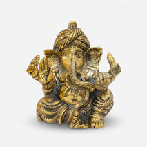 Golden Brass Ganesh Showpiece, Decorative Lord Ganesha Idol for Pooja Room, Home Décor & Gifting