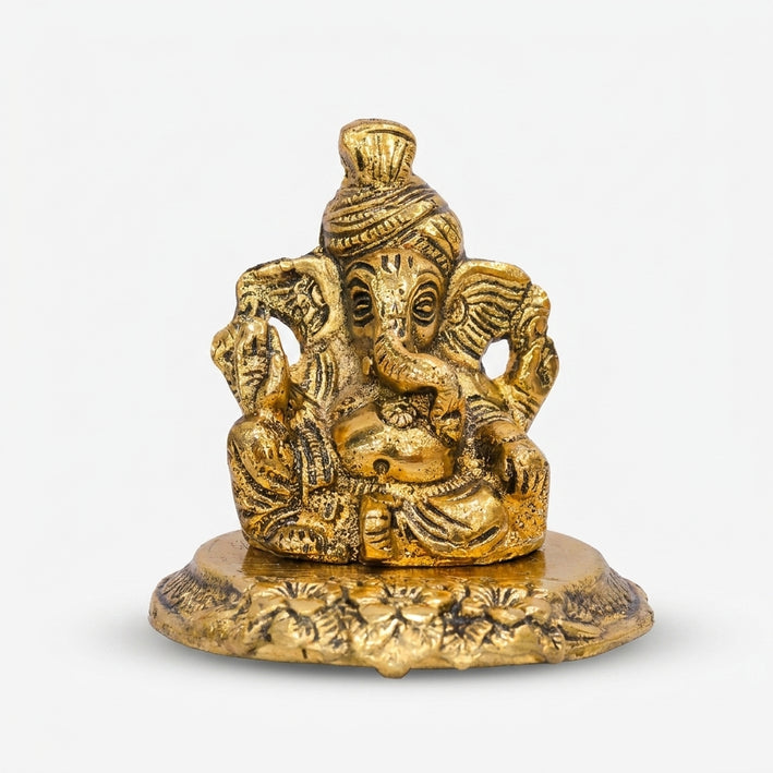 Golden Ganesh Murti, Decorative Resin Lord Ganesha Idol for Pooja Room, Home Décor & Gifting