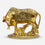 Golden Gau Mata Kamdhenu Idol with Calf, Decorative Spiritual Showpiece for Home Temple & Gifting