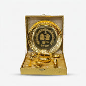 Golden Brass Pooja Thali Set, Decorative Puja Plate Set with Accessories for Rituals & Gifting
