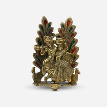 Multicolour Brass Radha Krishna Murti, Decorative Radha Kishan Idol for Pooja Room & Home Décor