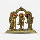 Golden Brass Ram Darbar Showpiece, Sita Ram Lakshman Hanuman Murti for Temple Décor & Gifting