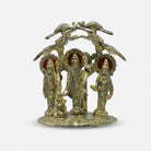 Golden Brass Ram Darbar Murti, Decorative Lord Ram Sita Lakshman Hanuman Idol for Pooja Room & Gifting