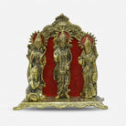 Golden Brass Ram Darbar Murti, Decorative Lord Ram Sita Lakshman Hanuman Idol for Mandir & Gifting